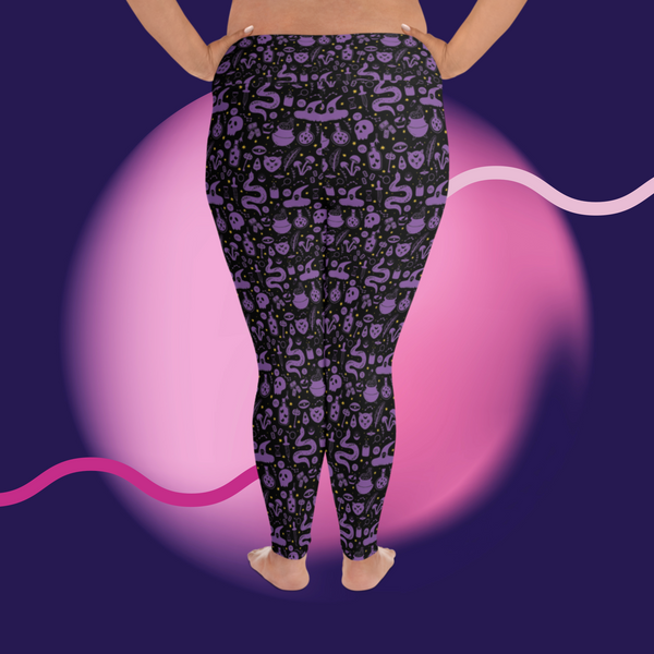 Witchy Doodles All-Over Print Leggings (Plus Size)