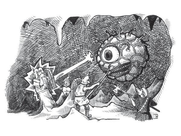 Beholder vs Orcs 4x6 (Framed Print)