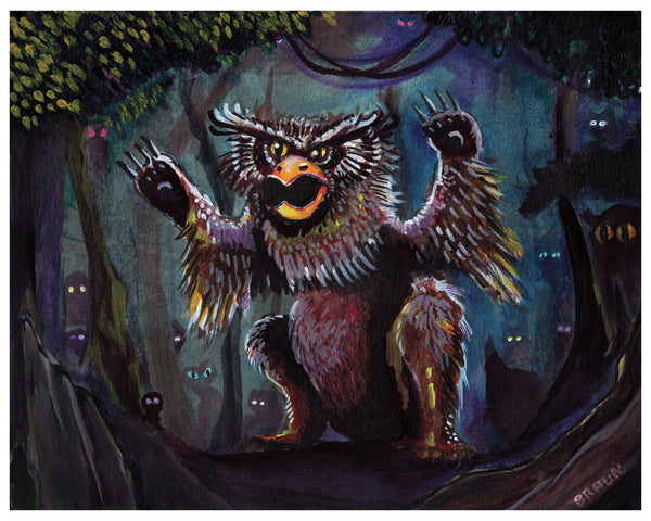 Owlbear Ambush 4x6 (Framed Print)