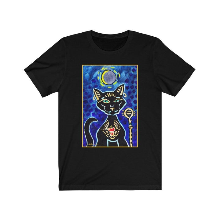 Egyptian Goddess Bastet Black Cat With Moon and Scarab T-Shirt